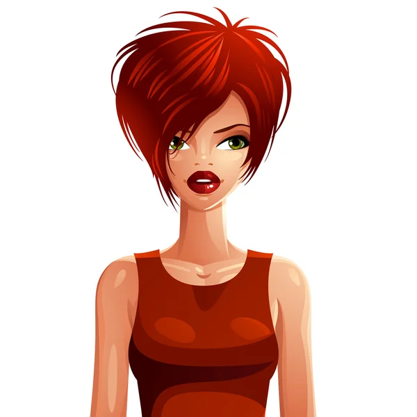 Linda senhora sexy de cabelos vermelhos — Vetor de Stock