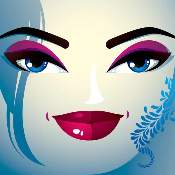 Mujer atractiva con un maquillaje brillante con estilo — Vector de stock