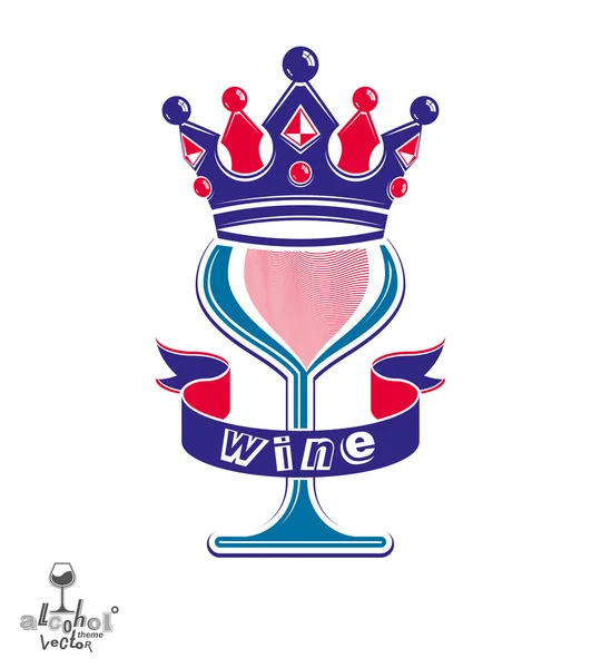 Wineglass with monarch crown — 图库矢量图片