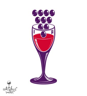 Stylized wineglass with grapes