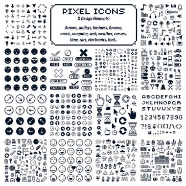 Retro işaretleri piksel sanat tarzı yaptı. 