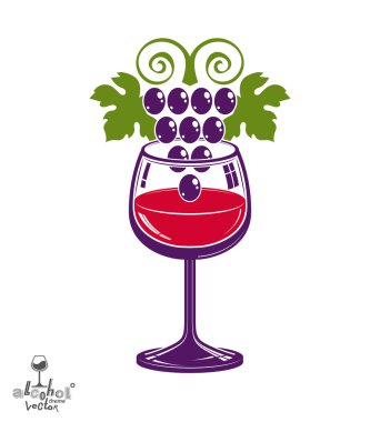 Stylized wineglass with grapes
