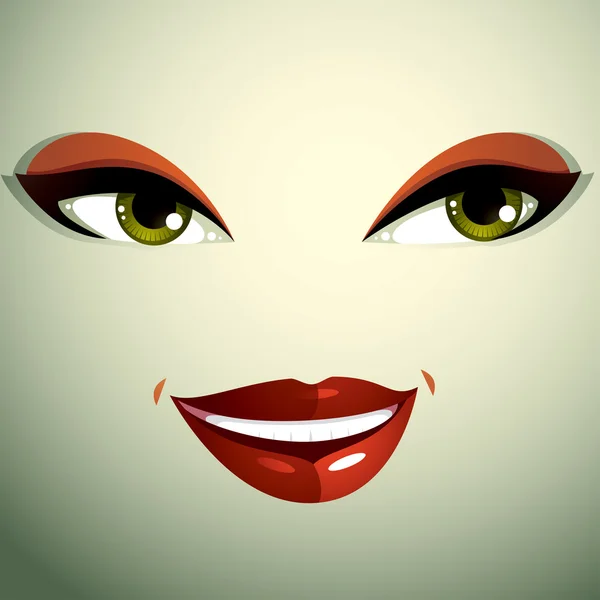 Femme attrayante avec un maquillage lumineux élégant — Image vectorielle