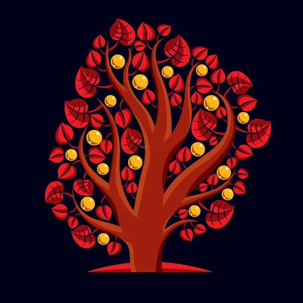 Дерево с спелыми яблоками — стоковый вектор