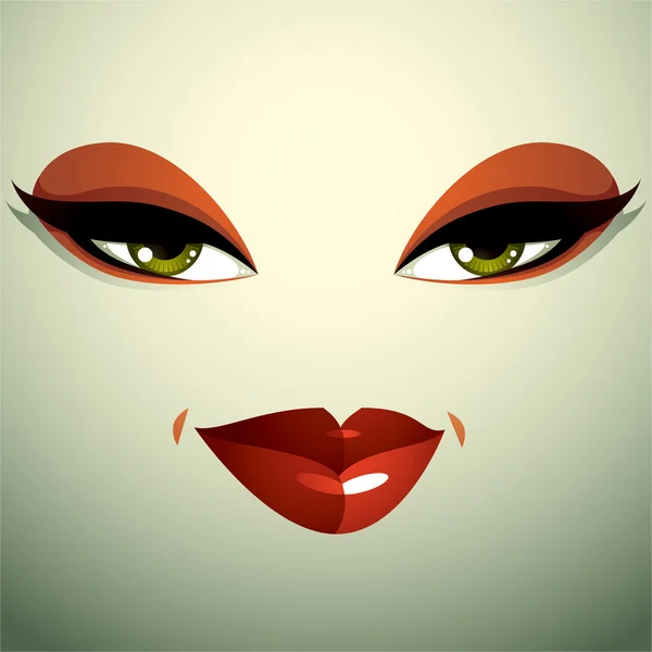 Mujer atractiva con un maquillaje brillante con estilo — Vector de stock