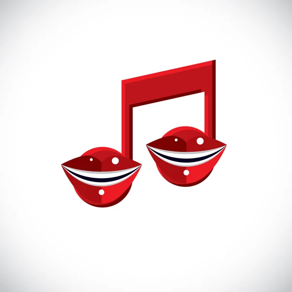 Muzikale noot gemaakt met menselijke lippen — Stockvector