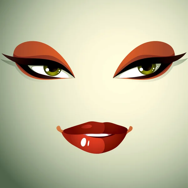 Femme attrayante avec un maquillage lumineux élégant — Image vectorielle