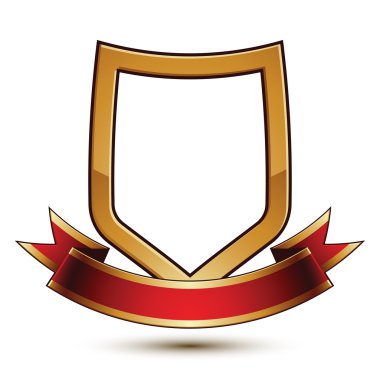 Kırmızı dekoratif dalgalı şerit ile arma