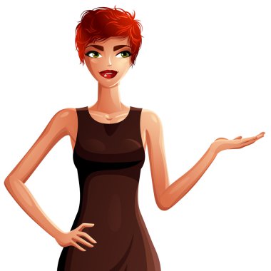 muhteşem kızıl saçlı seksi bayan çizim