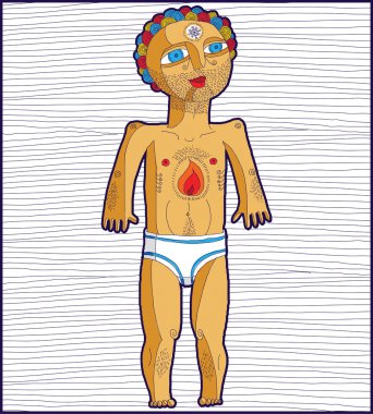 çıplak adam astarlı illüstrasyon