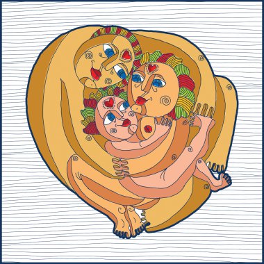 aile kavramı illüstrasyon. 