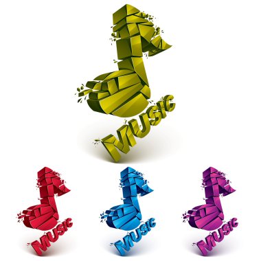 müzik kelime ile paramparça müzik notaları. 