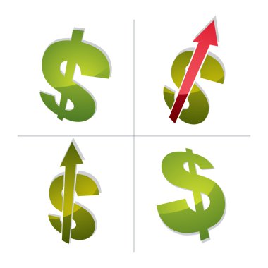 Üç boyutlu Doları semboller koleksiyonu 