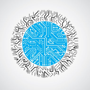 Elektronik bileşenleri ile yuvarlak devre kartı