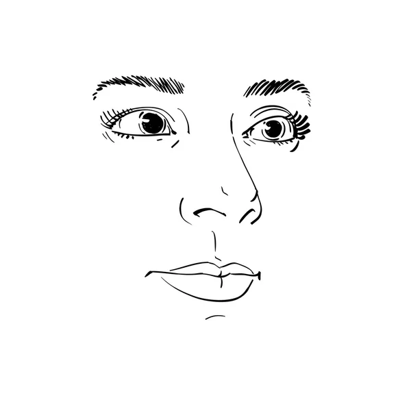 Retrato de mulher desenhada à mão —  Vetores de Stock