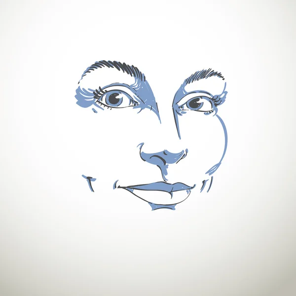 Retrato de mujer dibujado a mano — Vector de stock