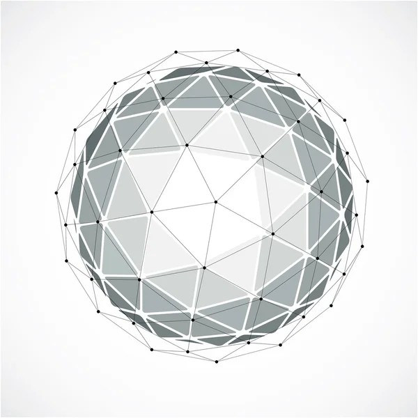 3d  digital wireframe spherical object — Stock Vector