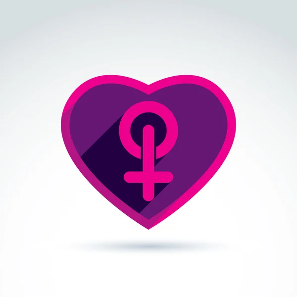 Serce ze znakiem kobiece różowy — Wektor stockowy