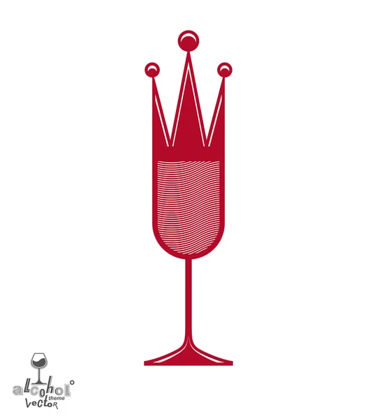 Champagneglas med kunglig krona — Stock vektor