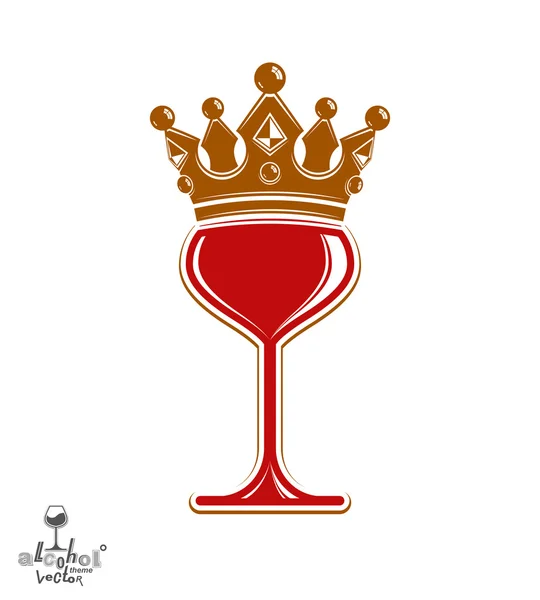 Wineglass with golden imperial crown. — Stockvector