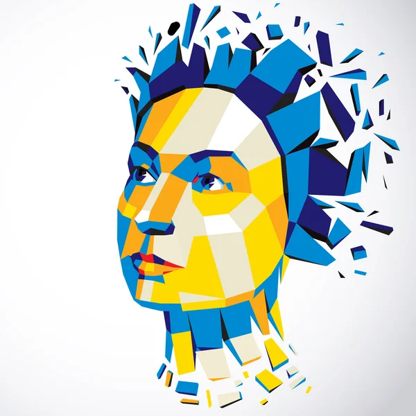 Human head created in low poly style. — Stock Vector