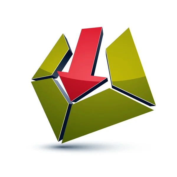 3d símbolo creativo con flecha apuntando al objetivo — Vector de stock