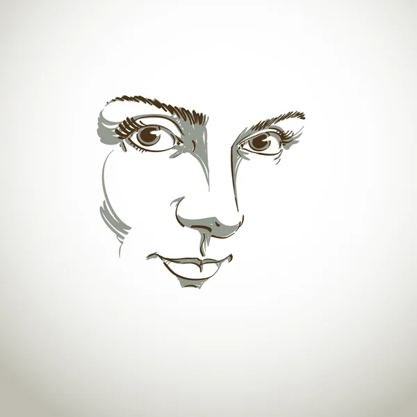 Portrait de femme dessiné à la main — Image vectorielle