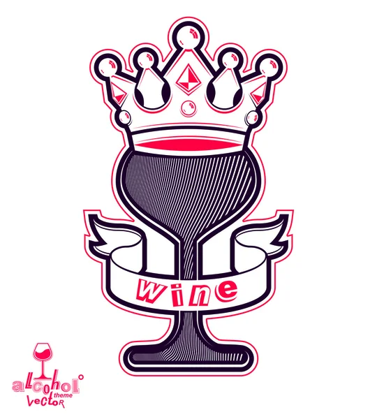 Monarch wijnglas met decoratieve kroon — Stockvector