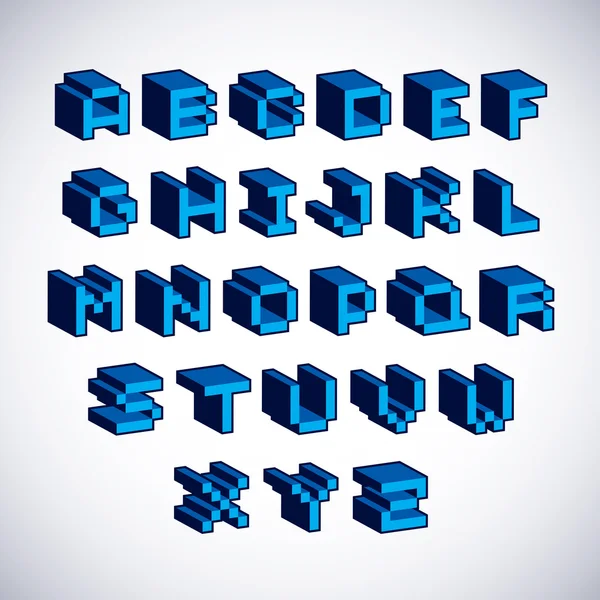 Letras cibernéticas del alfabeto 3d — Vector de stock