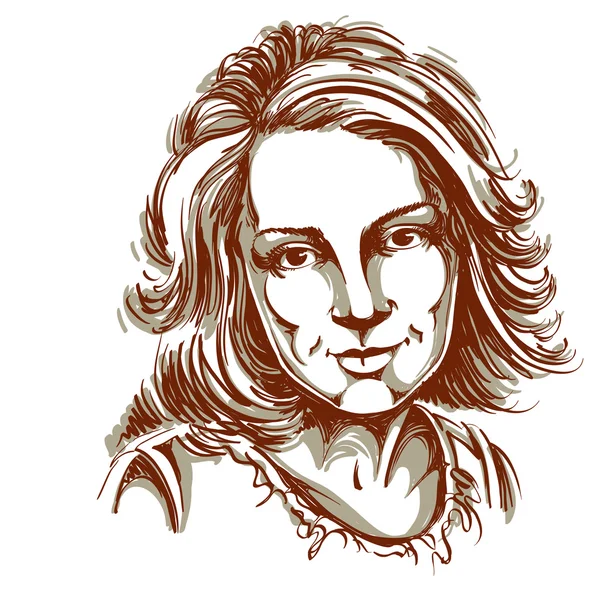 Retrato de mulher desenhada à mão —  Vetores de Stock