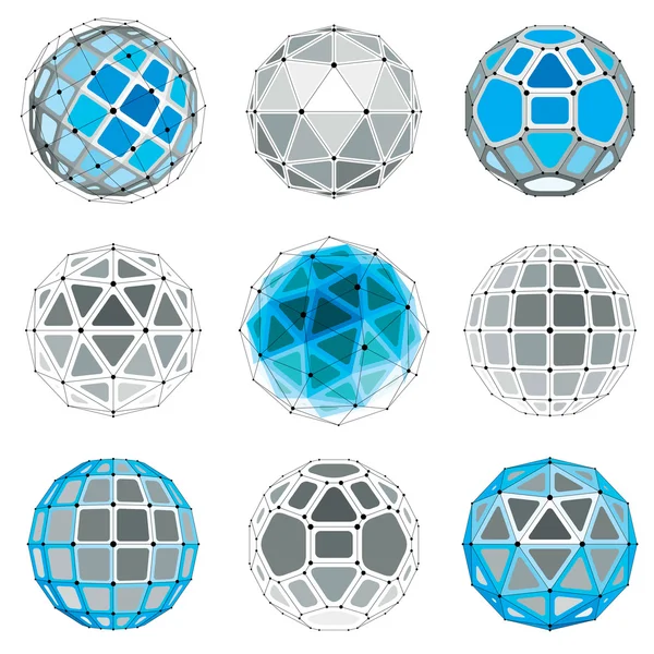 Low poly spherical objects — Stock Vector