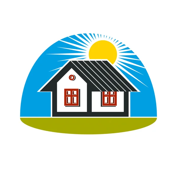 Ilustrace jednoduchých venkovských domů — Stockový vektor