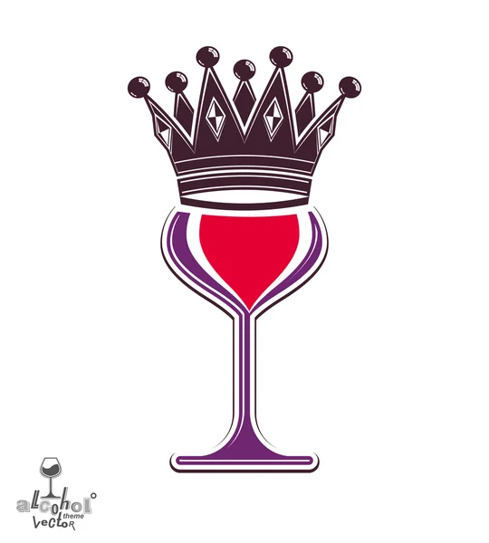 Sophisticated luxury wineglass with king crown — Stock Vector