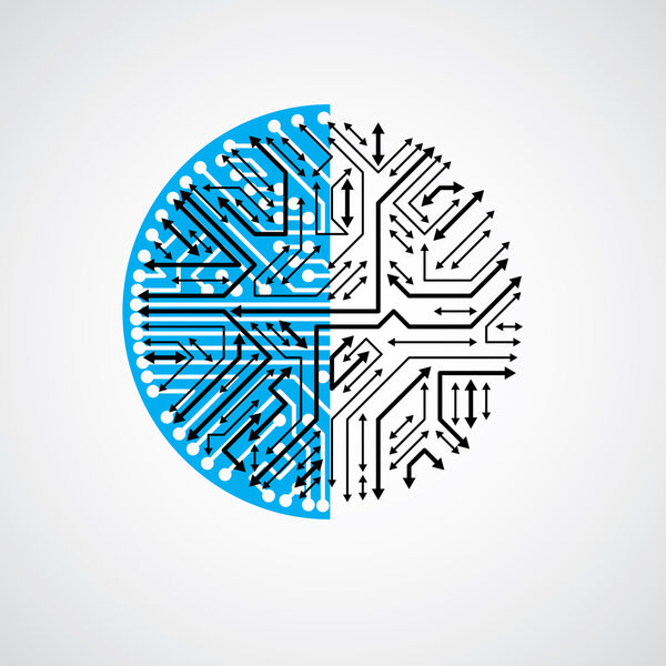 Футуристическая кибернетическая схема с многонаправленными стрелками
.