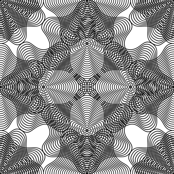 Black and white illusive abstract seamless pattern — Stock Vector