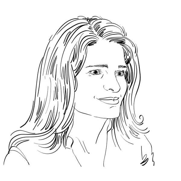 Retrato de mujer dibujado a mano — Vector de stock