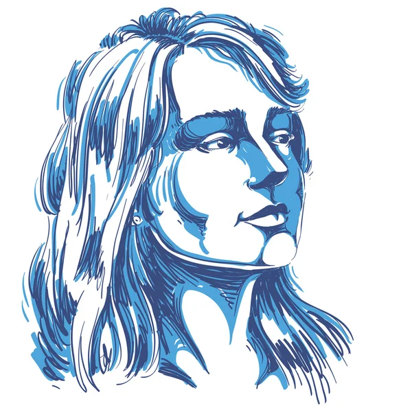 手描きの女性の肖像画 — ストックベクタ