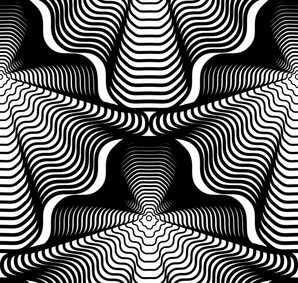 Blanco y negro ilusorio patrón inconsútil abstracto — Vector de stock