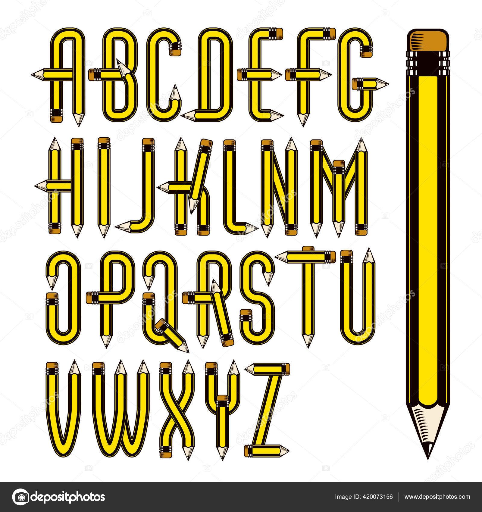 Vector Upper Case English Alphabet Letters Collection Constructed Sharp