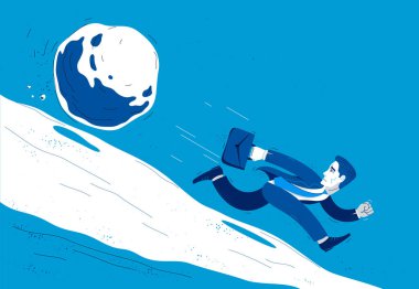 Taştan kaçan bir iş adamı borç krizi veya vergi vektör çizimi, komik komik çizgi roman işçisi ya da aceleyle çalışan bir çalışan gibi sorunları sembolize eder..