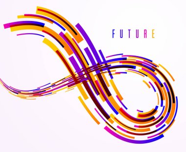 Soyut çizgiler vektör arkaplanı, 3D dinamik hareket çizgileri, teknoloji veya bilim temalı soyut tasarım unsuru, reklamlar için geleceksel şablon veya kapak.