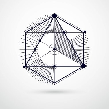 Teknik plan, geometrik tasarım elementleri ve küpleri olan siyah beyaz vektör dijital arkaplan. Bal peteklerinden yapılmış mühendislik teknolojisi duvar kağıdı..