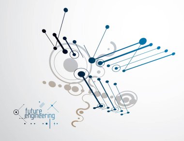 Vektör endüstriyel ve mühendislik geçmişi, gelecekteki teknik planlar. Mekanizmanın soyut planı, mekanik şema. 