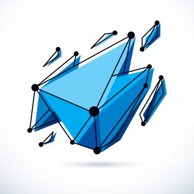 Soyut geometrik üç boyutlu nesne, modern dijital teknoloji ve bilim temalı vektör arka planı. Yeni teknoloji çizimi.