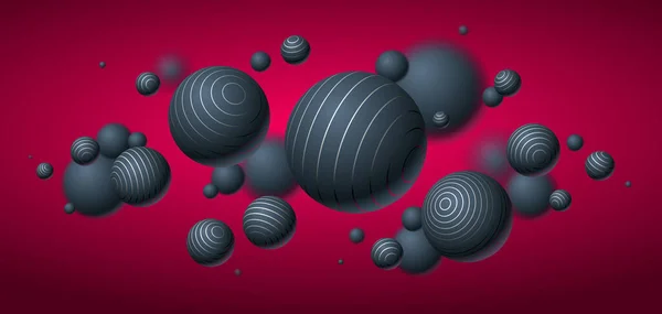 Illustration Vectorielle Sphères Bordées Réalistes Fond Abstrait Avec Belles Boules — Image vectorielle