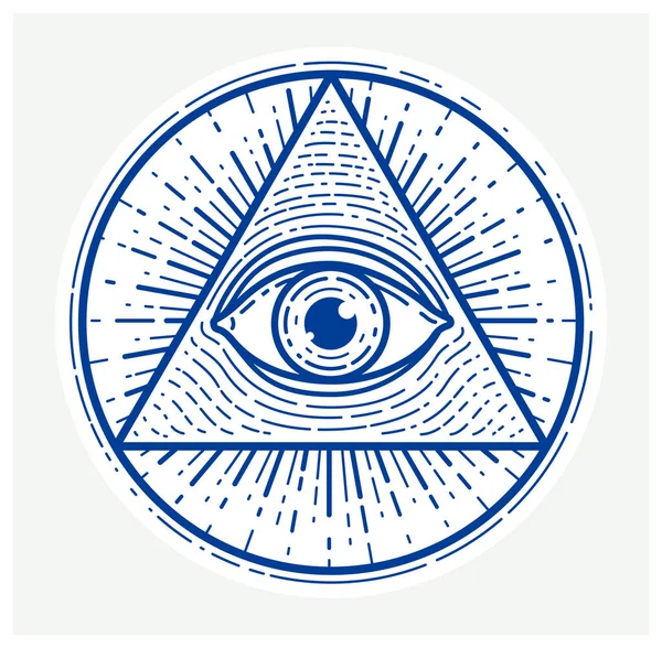 Todos Vendo Olho Deus Triângulo Geométrico Sagrado Alvenaria Símbolo Illuminati —  Vetores de Stock