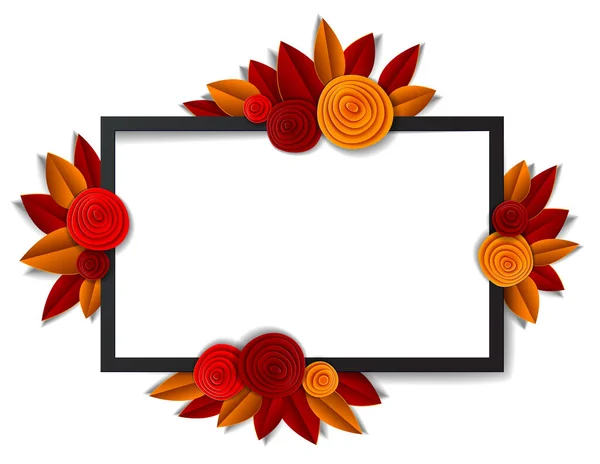 Herbstblumen Und Blätter Schöner Hintergrund Oder Rahmen Mit Leerem Kopierraum — Stockvektor