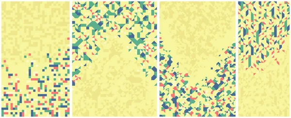 Абстрактные Векторные Фон Мозаики Набор Желтых Зеленых Иллюстраций Коллекции Геометрические — стоковый вектор
