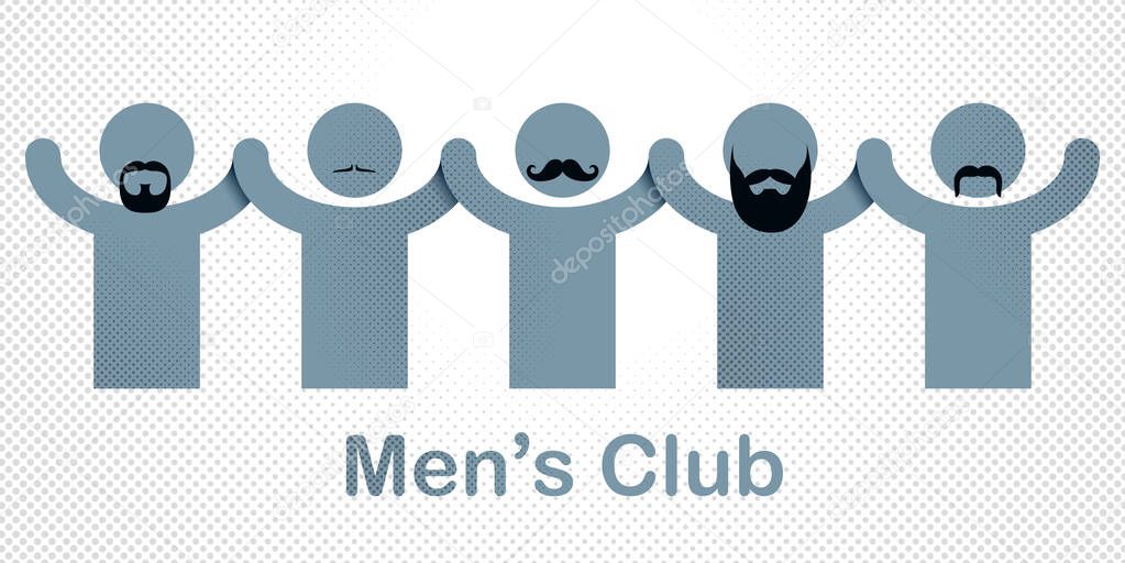 Man day international holiday, gentleman club, male solidarity concept vector illustration icon or greeting card.
