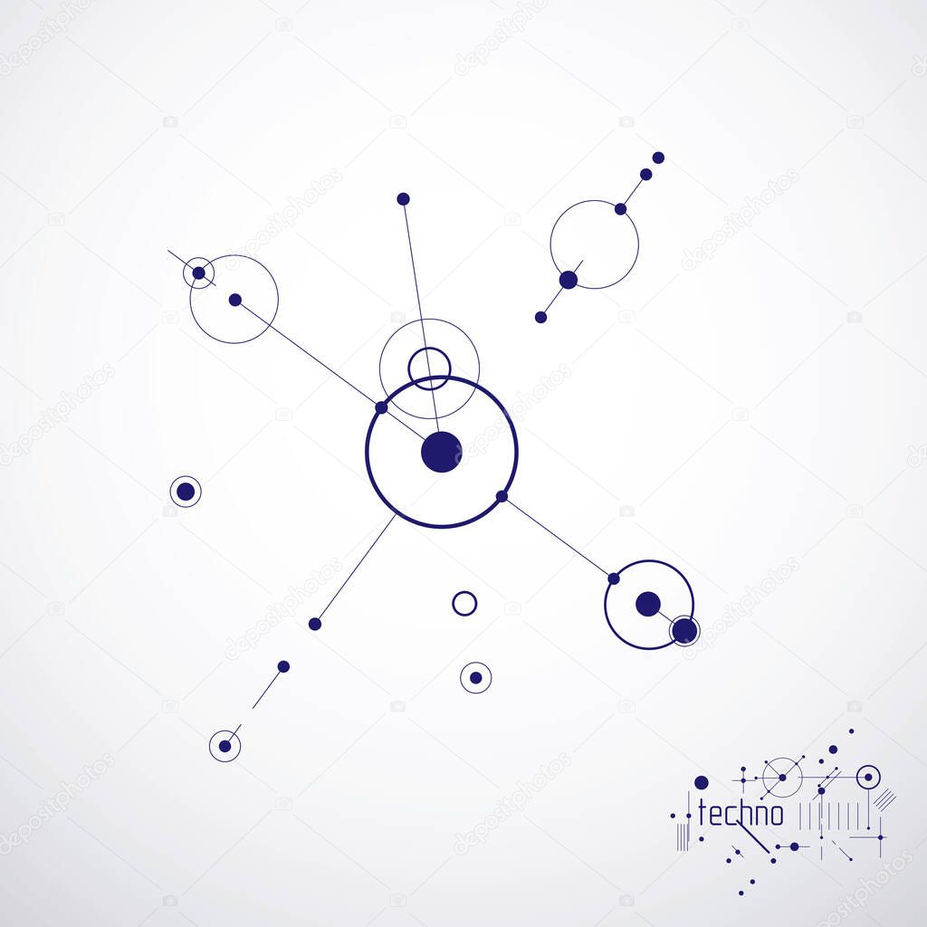 Technical plan, abstract engineering draft for use in graphic and web design. Vector drawing of industrial system created with lines and circles.